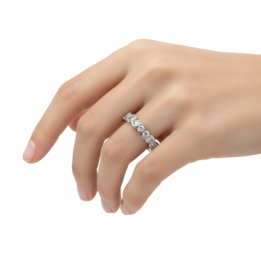 Alianza compromiso sinusoide oro blanco - Imagen 2