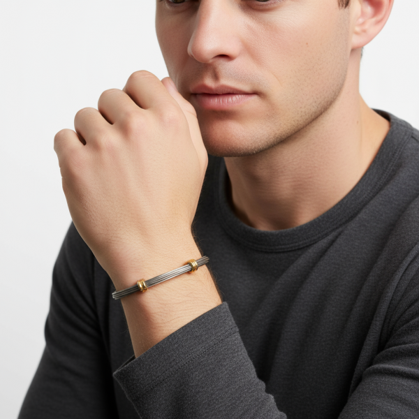 Pulsera acero gallon oro - Imagen 2