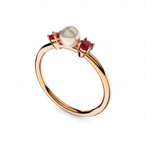 Anillo rubies y perla