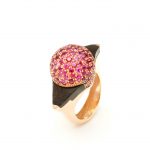 Anillo aguja ebano rubies