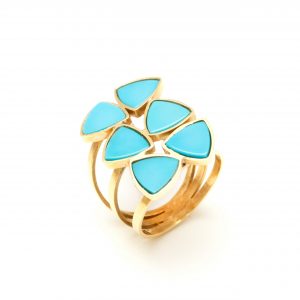 Anillo petalos de turquesa