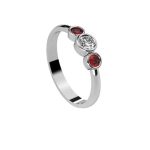 Anillo compromiso trio rubies
