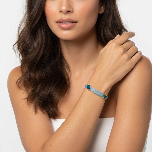 Pulsera hilos acero con opalos - Imagen 2