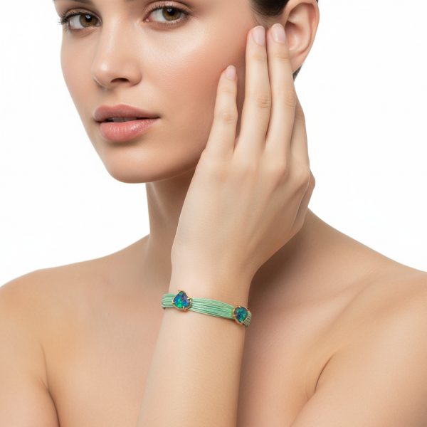 Pulsera hilos acero con opalos - Imagen 2