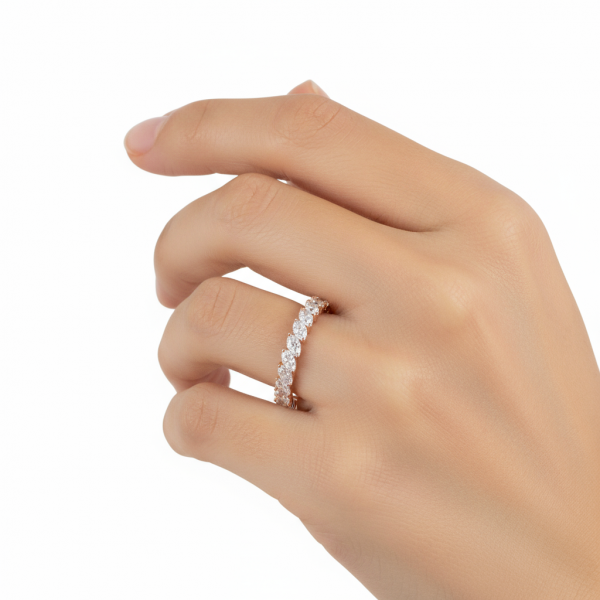 Alianza compromiso marquise oro rosa - Imagen 2