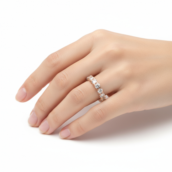 Alianza oro rosa modelo u con brillantes de 0,20 ct - Imagen 2