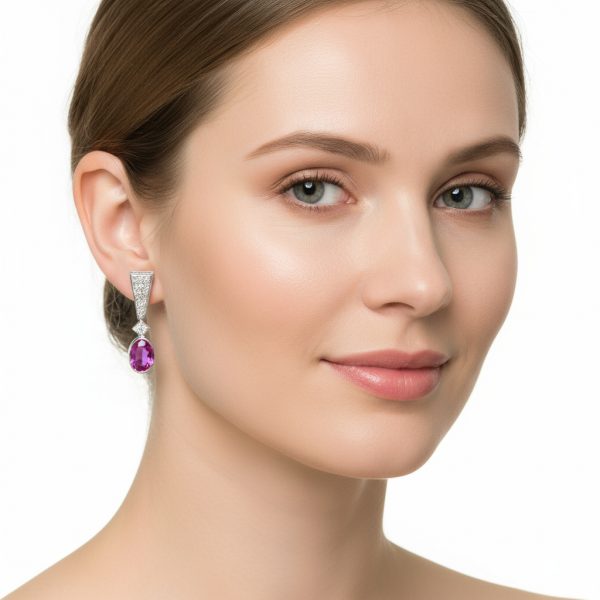 Pendientes marquise zafiro rosa - Imagen 2