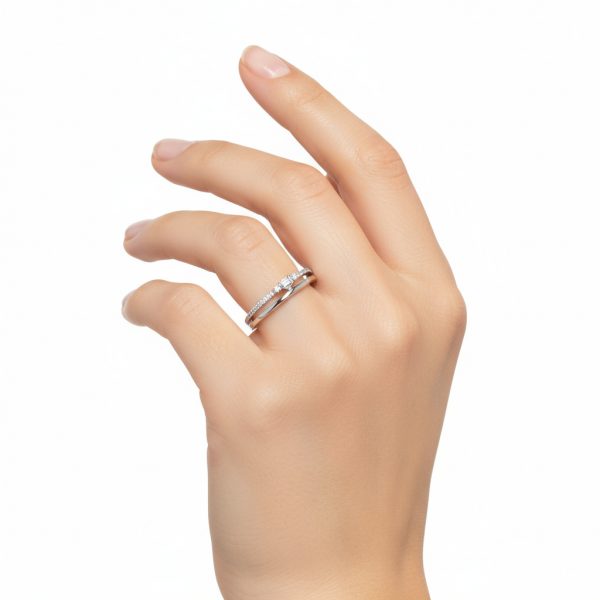 Anillo baguette oro blanco - Imagen 2