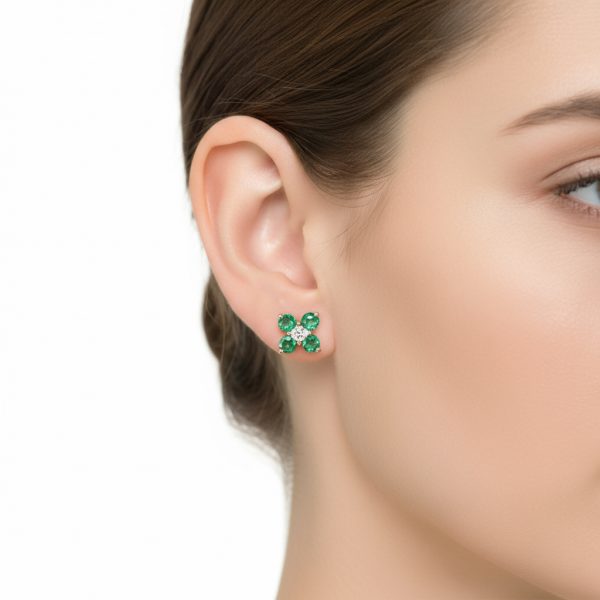 Pendientes flor esmeralda - Imagen 2