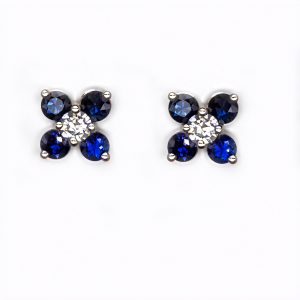 Pendientes flor zafiros