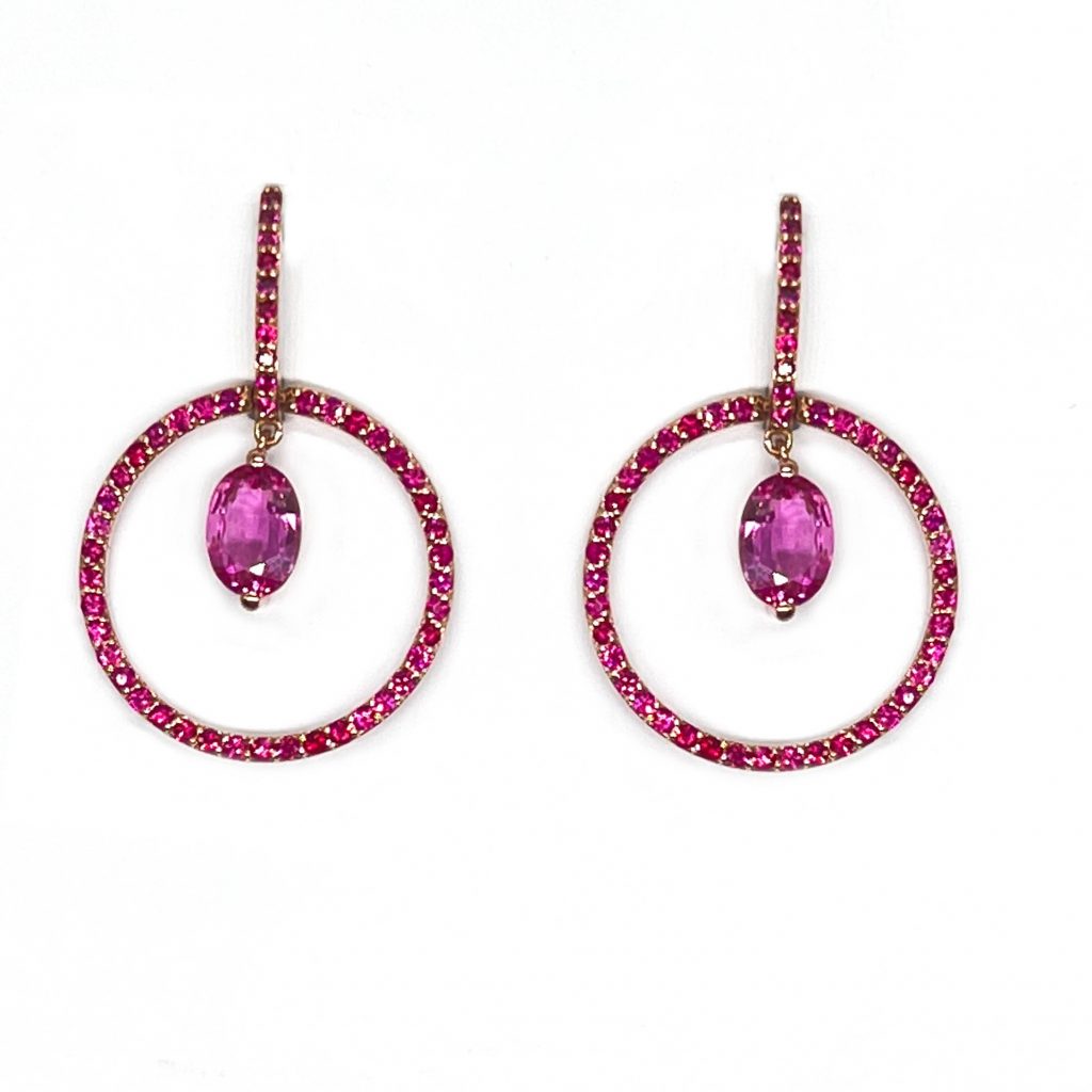 Pendientes Zafiro Rosa Oval JRoca
