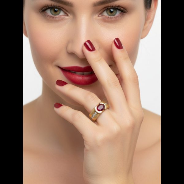 Anillo tonneau con rubi - Imagen 2