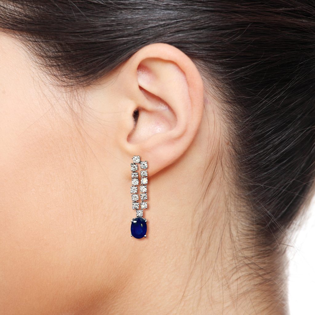 Pendientes Largos Zafiros. J.Roca