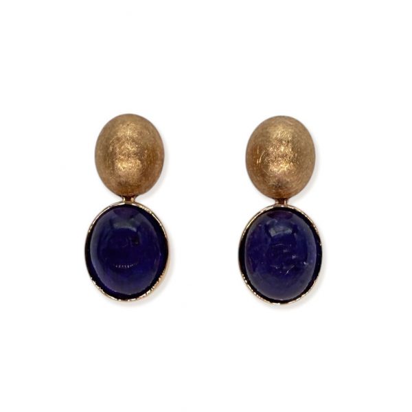 Pendientes tanzanita cabujon